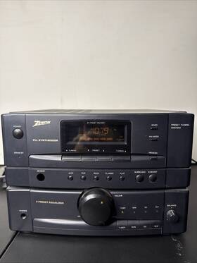 Za65m Zenith Vintage Black Stereo Fm/tape/cd/aux No Speakers Tested