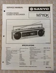 MAY/85 Sanyo M7110 K Stereo Radio Cassette Cord Service Manual. Fixed Price $20.00.