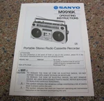Sanyo M9916K Portable Stereo Radio Cassette Recorder Boom Box - Instructions. Fixed Price $8.99.