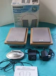 Sylvania 900MHZ Wireless Stereo Panel Speaker System SA86014 Set Of 2 + Manual. Fixed Price $18.00.
