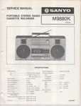 Service Manual For Sanyo M9880K Portable Stereo Radio Cassette Recorder Boombox. Fixed Price $19.95.