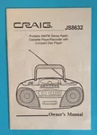 Owner's Manual For Craig JS8632 Portable Stereo Radio, Cassette And Cd Player. Fixed Price $5.20.