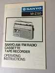Sanyo M-z 50 Am/fm Radio Cassette Tape Recorder Operating Instructions. Fixed Price $9.98.