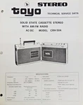 Toyo CRH-504 Portable Cassette Stereo Recorder/player Service Manual. Fixed Price $20.00.