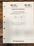 Pioneer SK-51 SK-61 Radio Cassette Add.service Manual *original*. Fixed Price $14.97.