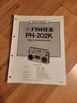 Fisher Ph 202K Boombox Stereo Service Manual Repair. Fixed Price $19.99.