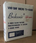 Broksonic CIRT-2097 Vhf/uhf Micro Tv + Mw/fm/sw Radio Complete In Box. Fixed Price $150.00.