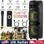 9000W Dual 12" Bluetooth Party Speaker Heavy Bass Portable Tws Fm Wireless Mic. Fixed Price $139.99.