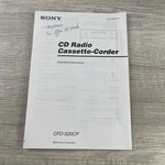 Vtg Sony Cd Radio Cassette-corder CFD-S20CP Paper Manual 2002. Fixed Price $9.99.