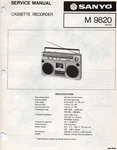 Service Manual For Sanyo M9820 Cassette Recorder Am/fm Radio. Fixed Price $18.95.