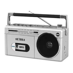 Victrola VBB-25-SLV Mini Bluetooth Boombox With Cassette Player, Silver. Fixed Price $84.39.