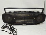 Soundesign Double Cassette Player Recorder Am-fm Model 4749BLK Boombox. Fixed Price $43.00.