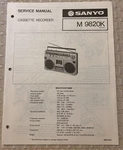DEC/82 Sanyo M9820K Cassette Recorder Service Manual. Fixed Price $20.00.
