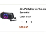 Jbl Partybox On-the-go Excludes Microphone. Fixed Price $260.00.