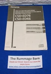 Aiwa CSD-ED76 CSD-ED66 Stereo Cd Radio Cassette Owners Manual ---- See Pics. Fixed Price $9.95.