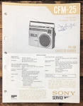 Sony CFM-25 Radio Cassette Service Manual *original*. Fixed Price $14.97.