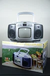 Vintage Home Accents Belk Portable Tv/ Fm-am Radio/ Cd Player Open Box Tested. Fixed Price $44.00.