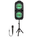 Qfx, Portable Bluetooth True Wireless Speaker With Leds, Microphone, Stand,. Fixed Price $59.99.