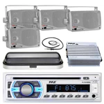 Marine Pyle Usb Sd Bluetooth Radio, Antenna, 3.5" Box Speakers, Cover, 400W Amp. Fixed Price $230.49.