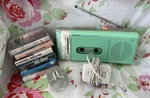 Sharp QT-5(GR) Am/fm Radio Cassette Recorder With Power Adapter 1986 Green. Fixed Price $279.00.