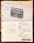 Sony CFS-67 Radio / Stereo Service Manual *original*. Fixed Price $19.97.