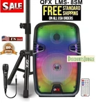Qfx LMS-8SM Rechargeable Party Bluetooth Speaker +usb/sd/fm/aux +mic/stand. Fixed Price $49.95.