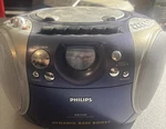 Philips Blue/silver Fm/am Radio Cd & Cassette Player AZ1141 - Works. Fixed Price $40.00.