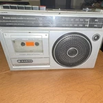 Sanyo M-2526 Am/fm Radio Cassette Recorder W/ Mic, Headphone Jack Silver/black. Fixed Price $40.00.