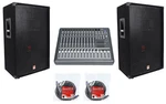 (2) Rockville RSG15 3-WAY 3000W Dj/pro Audio Pa SPEAKERS+14-CH Mixer+cables. Fixed Price $837.75.