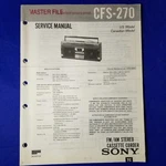 Sony CFS-270 Service Manual Original Paper Oem Repair Guide Usa. Fixed Price $29.95.