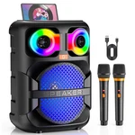 Jyx Bluetooth 5.0 Speaker +2 Wireless Microphone With Party Dynamic Disco Lights. Fixed Price $79.99.