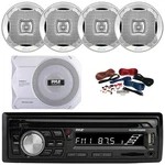Pyle PLCDBT95 Marine Sound Receiver, 4X 6.5" 400W Silver Speakers, Subwoofer. Fixed Price $343.49.