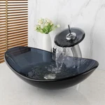 Waterfall Glass Faucet Combine Brass Mixer Tap Round Washbasin Lava. Fixed Price $119.00.