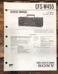 Sony CFS-W455 Radio Service Manual *original*. Fixed Price $14.97.