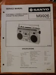 Sanyo M9926 Portable Stereo Radio Cassette Recorder Original Service Manual. Fixed Price $24.99.