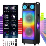 Dual 12" Wooden Bluetooth Speaker W/fire Globe Lights, Tws, Aux/usb/tf/fm Radio. Fixed Price $271.99.