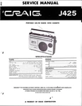 Craig J425, Portable Cassette Recorder, W/ Am/fm Radio, Original Service Manual. Fixed Price $15.00.