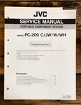 Jvc PC-200 Stereo / Boombox Supp. Service Manual *original*. Fixed Price $9.97.