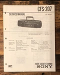 Sony CFS-207 Stereo Service Manual *original*. Fixed Price $14.97.