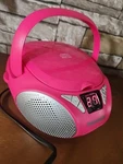 Magnavox Portable Cd Player Am/fm Radio Hot Pink Boombox Tested Plug Battery. Fixed Price $44.00.
