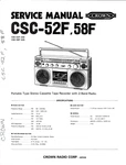 Crown CSC-52F, CSC-58F, Portable Stereo Cassette W/ 2-BAND Radio Service Manual. Fixed Price $20.00.