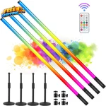 4PACK 5000MAH Battery Powered 4FT Rgb Led Tube Dj Light Bar With Stand Colored. Fixed Price $212.05.
