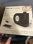 Ihome Dual Usb Charging + Alarm Clock With Removable Power Bank New IH402B. Fixed Price $24.99.