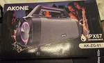 Akone AK-ZG-01 Black Wireless Portable Bluetooth Outdoor Speaker. Fixed Price $30.00.