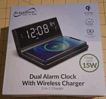 Supersonic Dual Alarm Clock With Wireless Charger High-speed Pad 2-IN-1. Fixed Price $14.00.