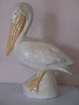 Large 12" Tall White Ceramic Pelican Signed "king 1997". Fixed Price $10.00.