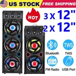 Dual 12"/TRIPLE Wooden Bluetooth Speaker Led Lights Party Sound System Tws. Fixed Price $232.31.