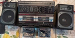 Vtg 80'S Boombox Stereo Dual Cassette Recorder General Electric 3-5671A As-is. Fixed Price $40.00.