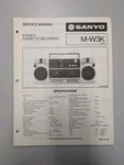 Sanyo M-W3K Stereo Cassette Recorder Service Manual D-5097. Fixed Price $64.95.