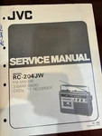 Jvc RC-204JW RC204JW Repair Service Manual W/schematics From Usa *original**. Fixed Price $11.89.